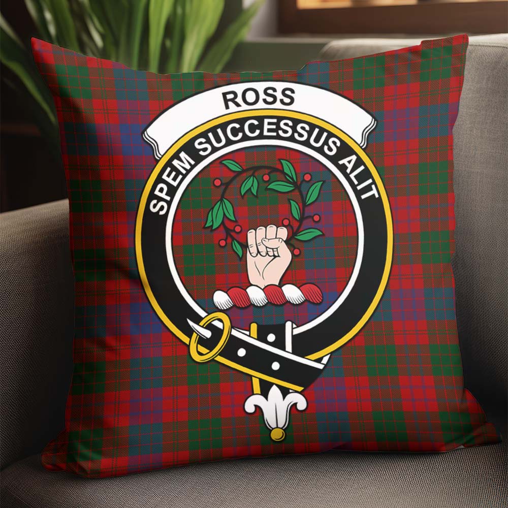 Ross Tartan Pillow Cover with Family Crest - Tartanvibesclothing