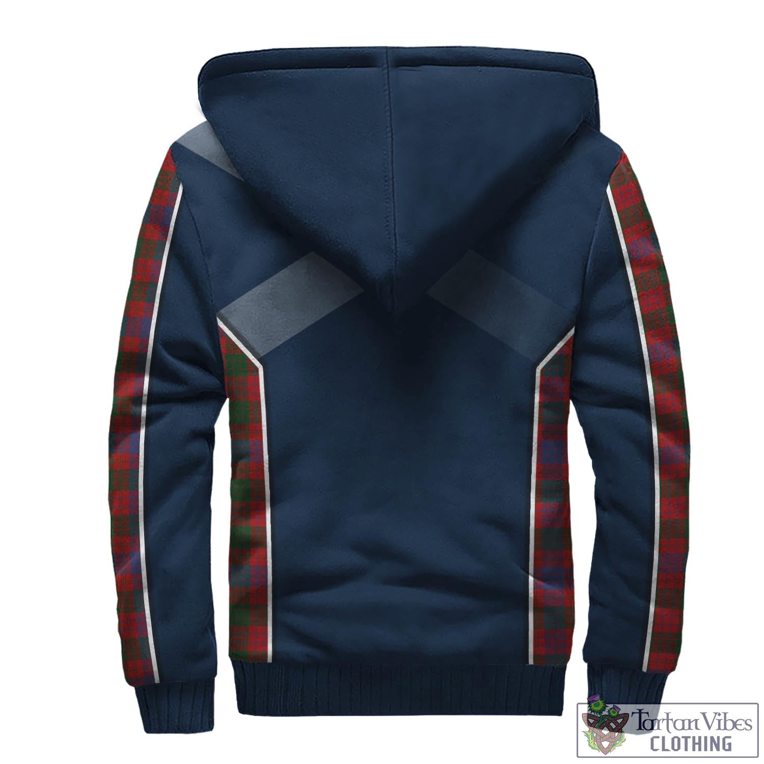 Tartan Vibes Clothing Ross Tartan Sherpa Hoodie with Family Crest and Scottish Thistle Vibes Sport Style