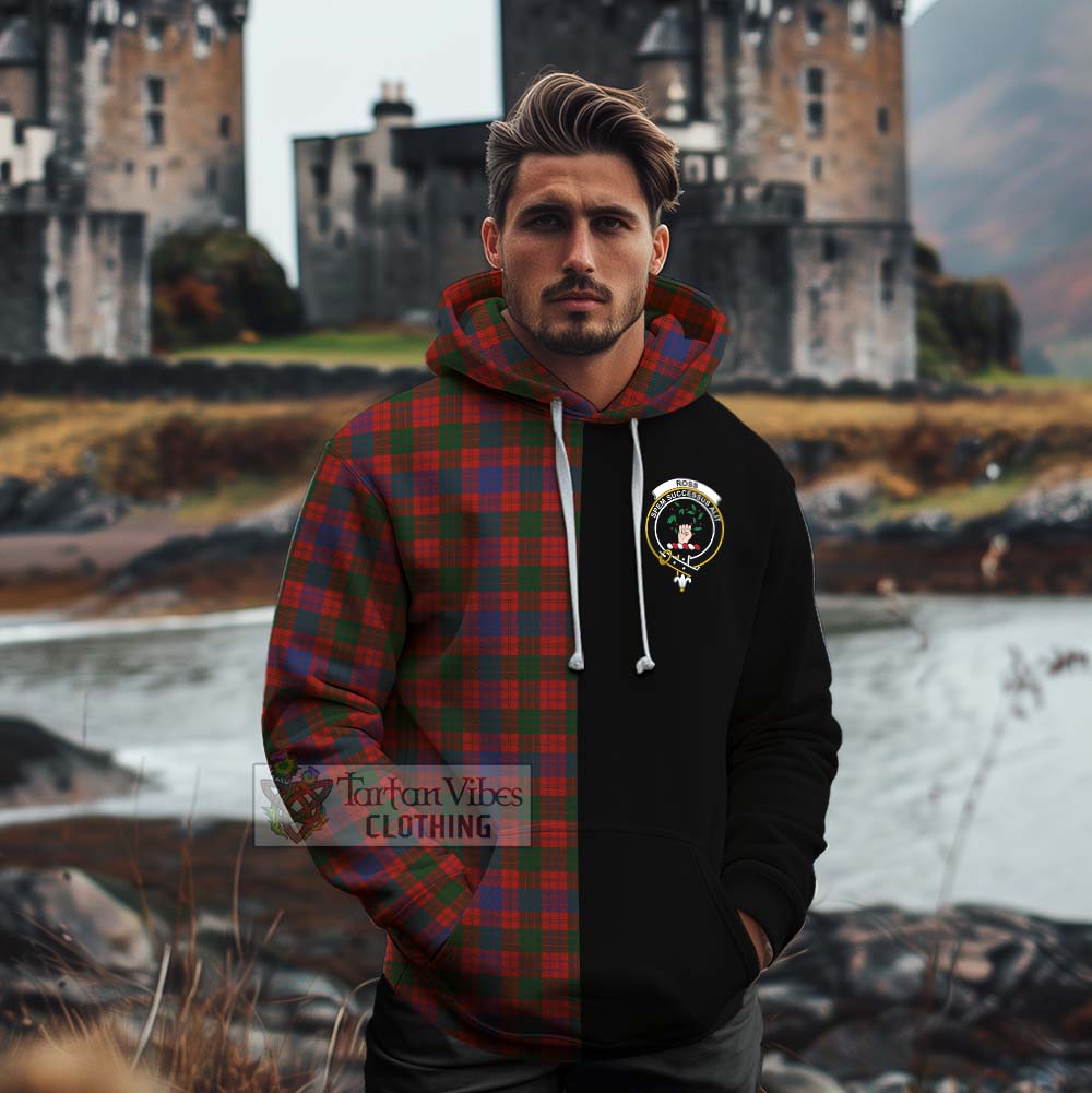 Tartan Vibes Clothing Ross Tartan Cotton Hoodie with Family Crest and Half Of Me Style