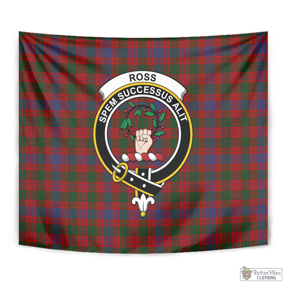 Tartan Vibes Clothing Ross Tartan Tapestry Wall Hanging and Home Decor for Room with Family Crest