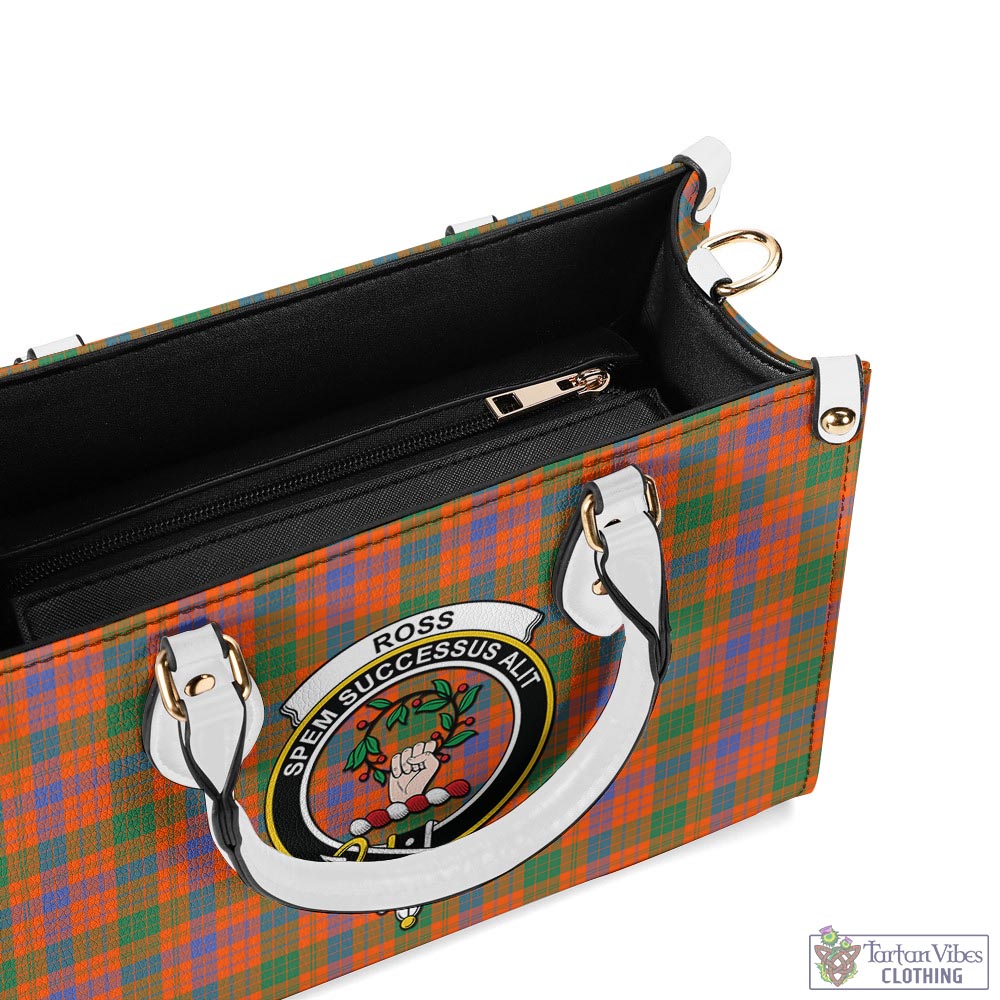 Tartan Vibes Clothing Ross Ancient Tartan Luxury Leather Handbags with Family Crest