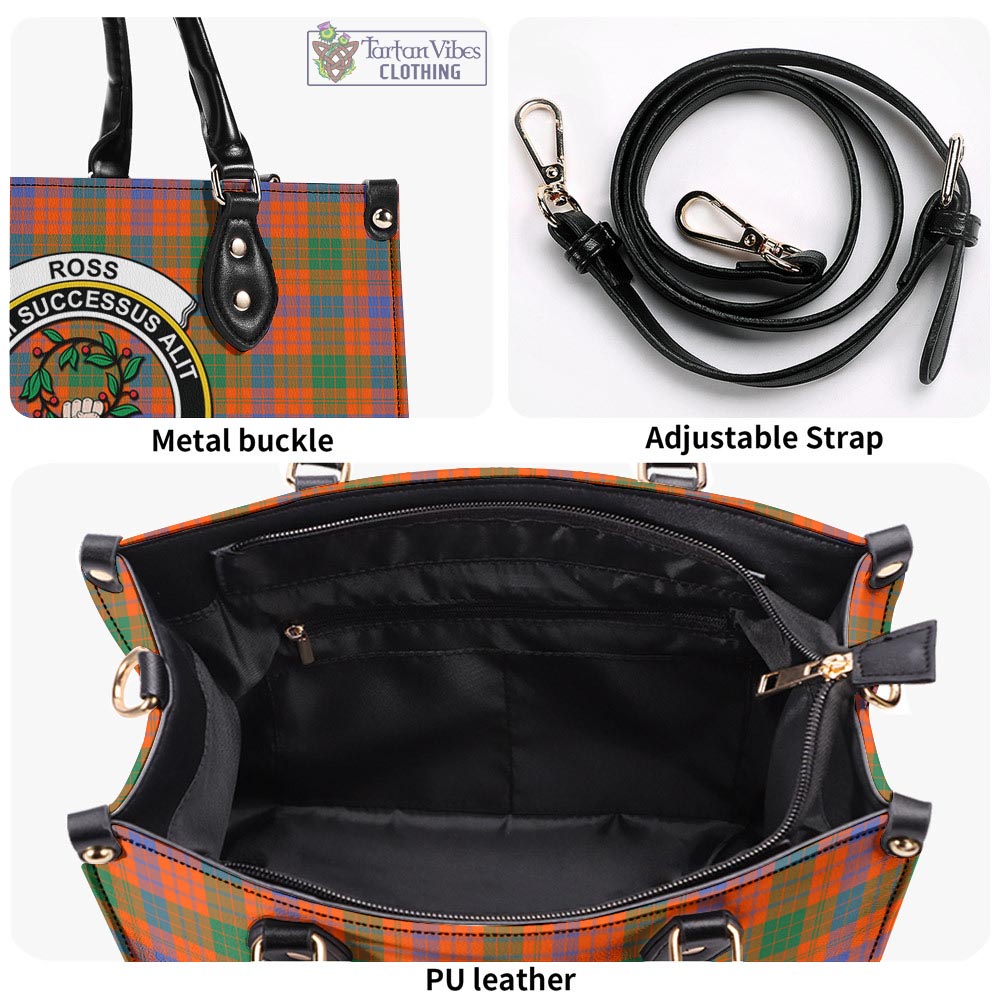 Tartan Vibes Clothing Ross Ancient Tartan Luxury Leather Handbags with Family Crest