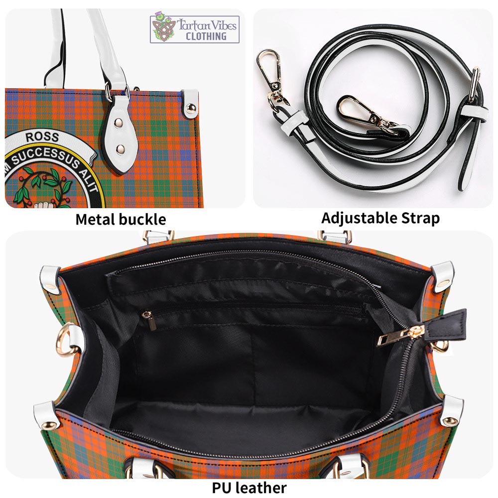 Tartan Vibes Clothing Ross Ancient Tartan Luxury Leather Handbags with Family Crest