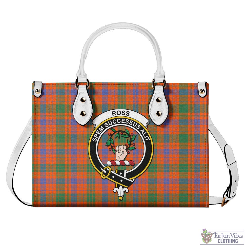 Tartan Vibes Clothing Ross Ancient Tartan Luxury Leather Handbags with Family Crest