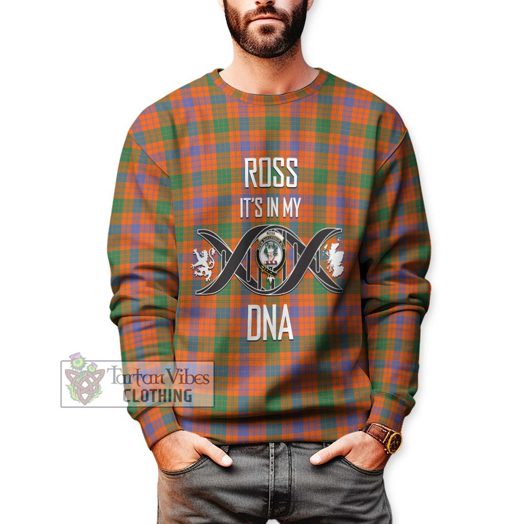 Ross Ancient Tartan Sweatshirt with Family Crest DNA In Me Style Unisex - Tartanvibesclothing Shop