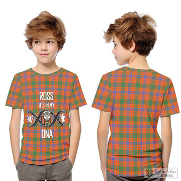 Ross Ancient Tartan Kid T-Shirt with Family Crest DNA In Me Style