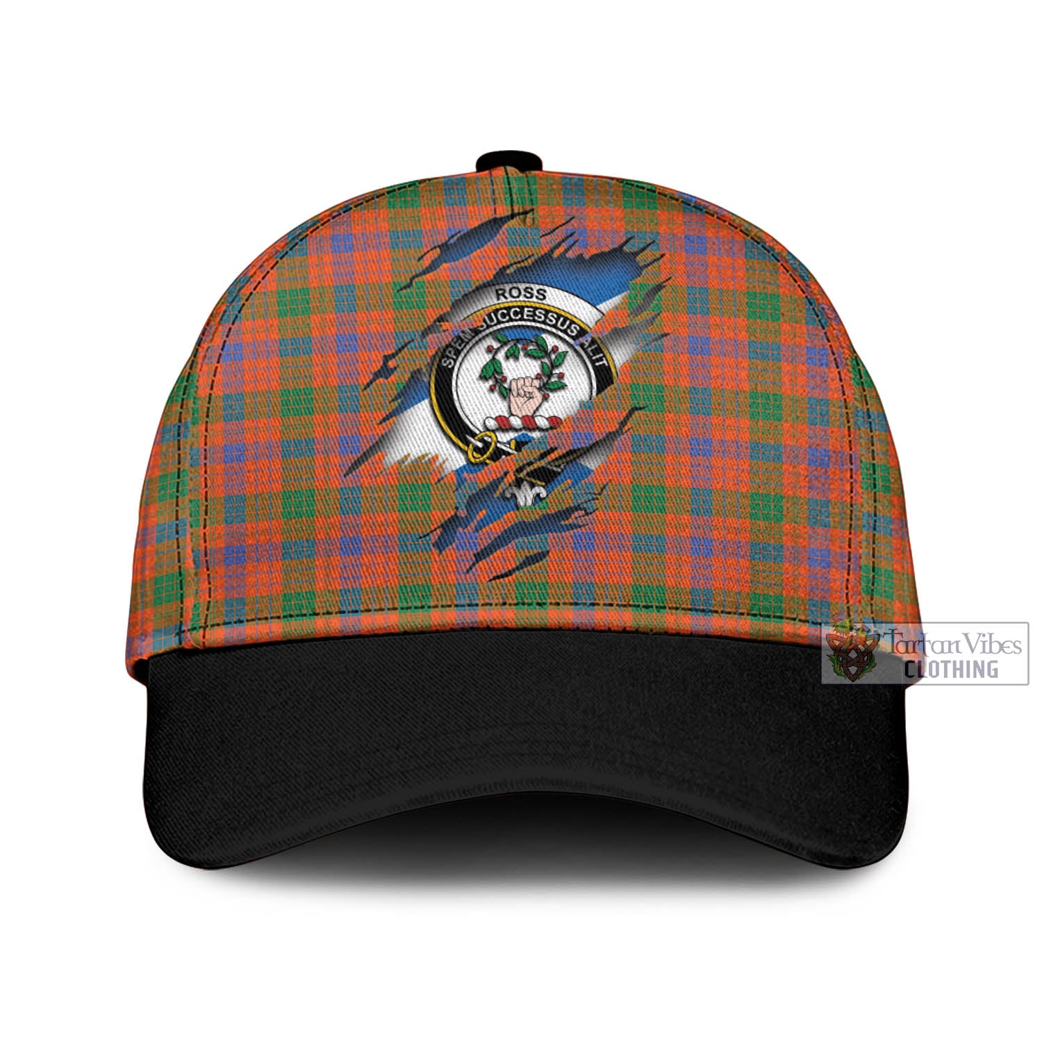 Tartan Vibes Clothing Ross Ancient Tartan Classic Cap with Family Crest In Me Style