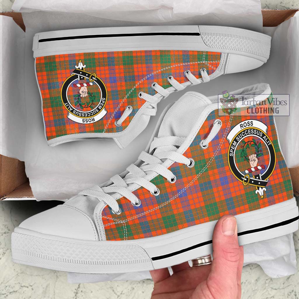 Tartan Vibes Clothing Ross Ancient Tartan High Top Shoes with Family Crest