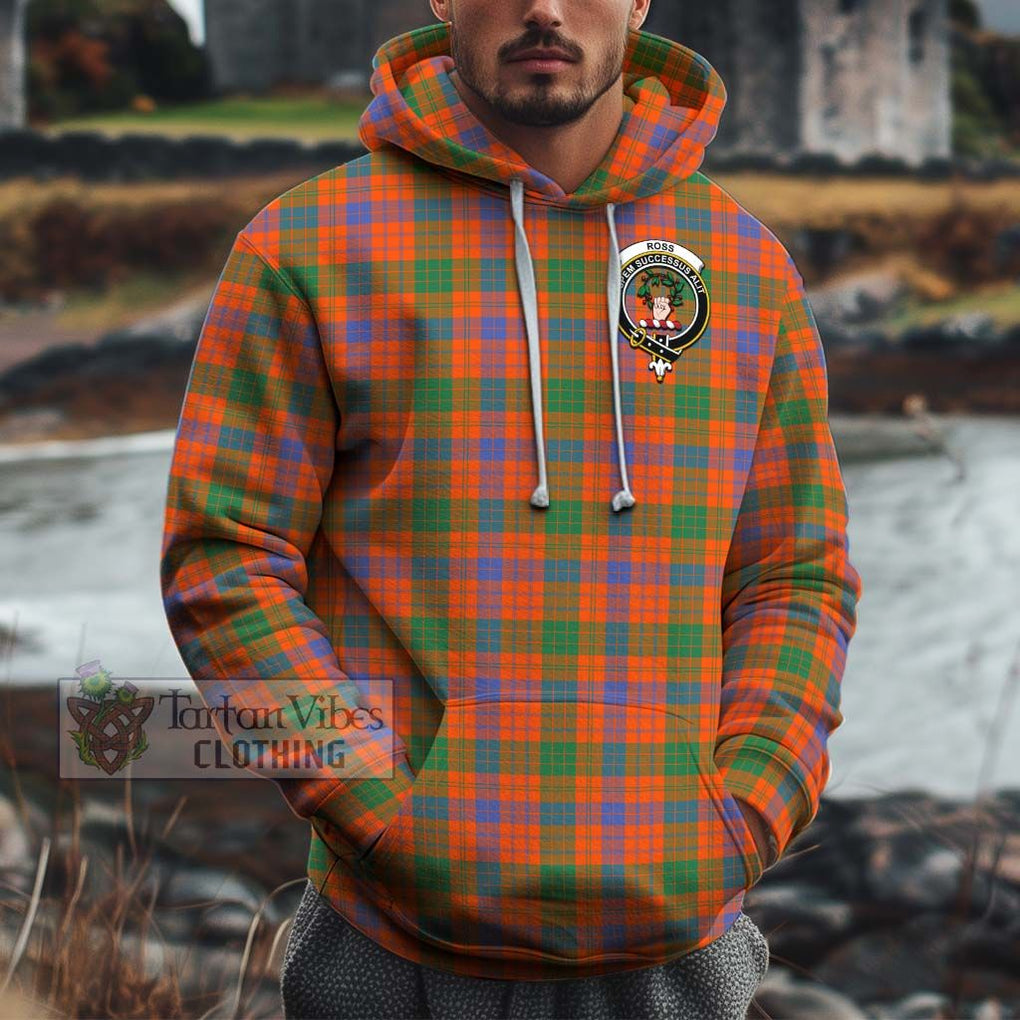 Ross Ancient Tartan Cotton Hoodie with Family Crest Pullover Hoodie XS - Tartan Vibes Clothing