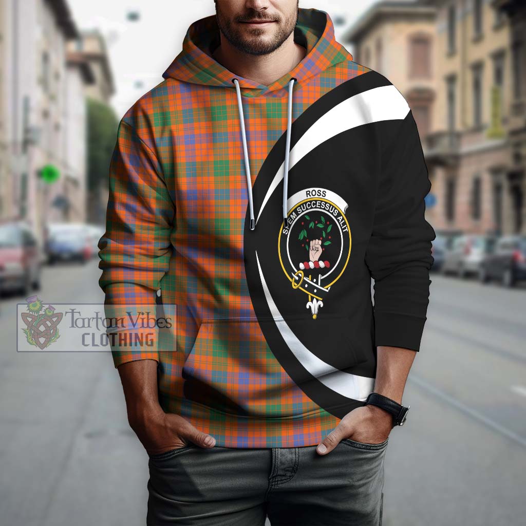 Ross Ancient Tartan Hoodie with Family Crest Circle Style Zip Hoodie - Tartan Vibes Clothing