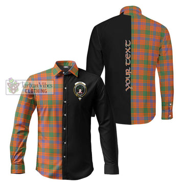 Ross Ancient Tartan Long Sleeve Button Shirt with Family Crest and Half Of Me Style