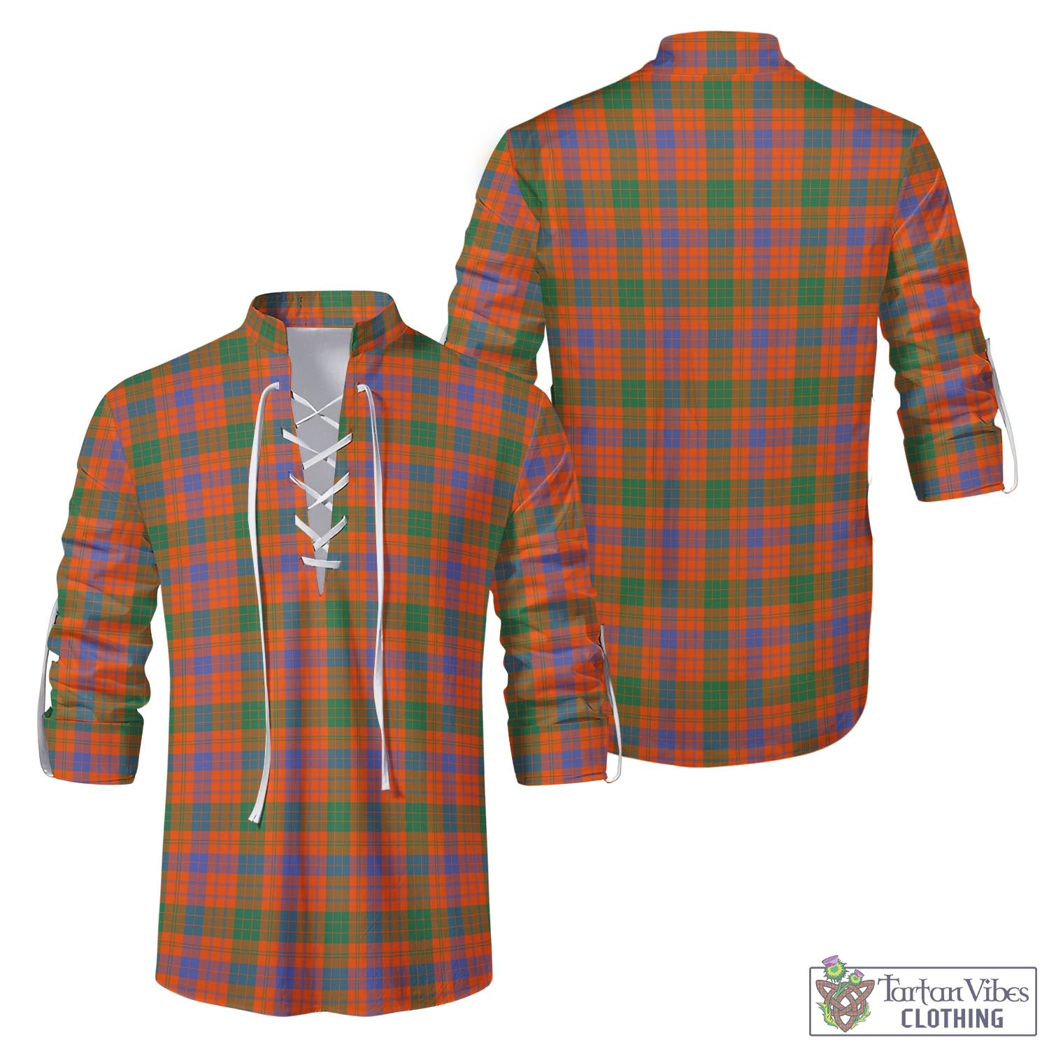 Tartan Vibes Clothing Ross Ancient Tartan Men's Scottish Traditional Jacobite Ghillie Kilt Shirt