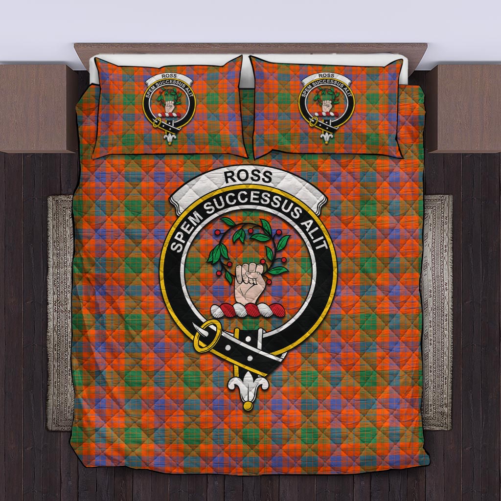 Ross Ancient Tartan Quilt Bed Set with Family Crest Twin - Tartan Vibes Clothing