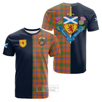 Ross Ancient Tartan Cotton T-shirt Alba with Scottish Lion Royal Arm Half Style