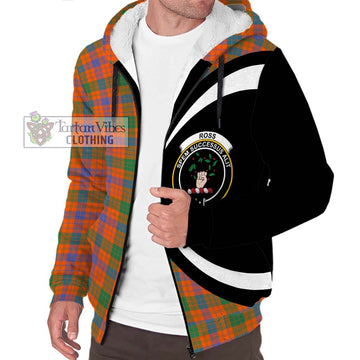 Ross Ancient Tartan Sherpa Hoodie with Family Crest Circle Style