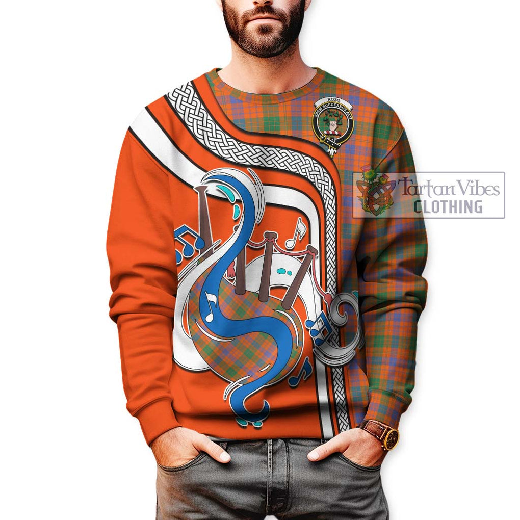 Tartan Vibes Clothing Ross Ancient Tartan Sweatshirt with Epic Bagpipe Style