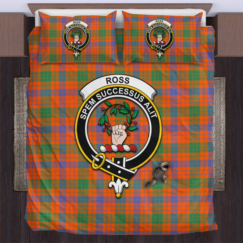 Ross Ancient Tartan Bedding Set with Family Crest US Bedding Set - Tartan Vibes Clothing