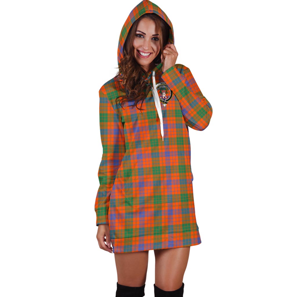 Ross Ancient Tartan Hoodie Dress with Family Crest - Tartan Vibes Clothing