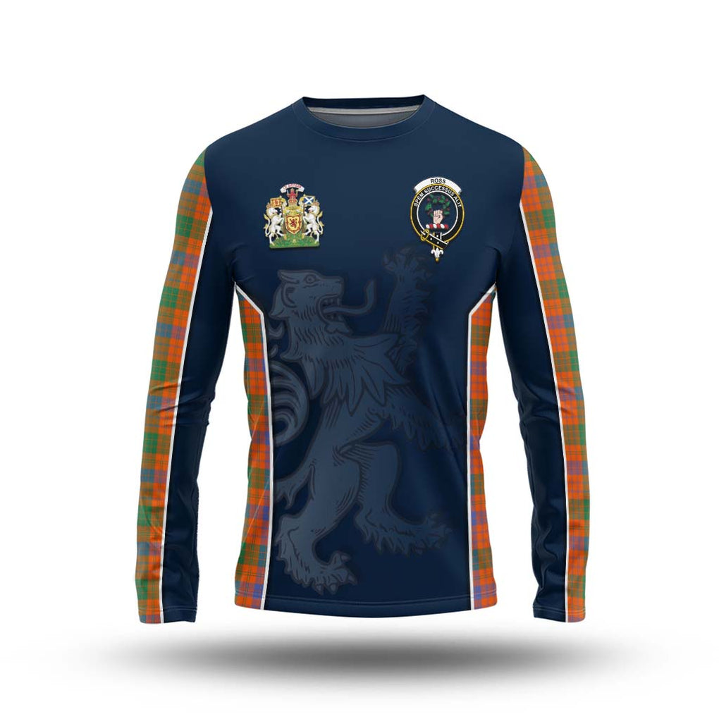 Ross Ancient Tartan Long Sleeve T-Shirt with Family Crest and Lion Rampant Vibes Sport Style Unisex - Tartan Vibes Clothing