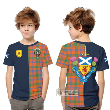 Ross Ancient Tartan Kid T-Shirt Alba with Scottish Lion Royal Arm Half Style