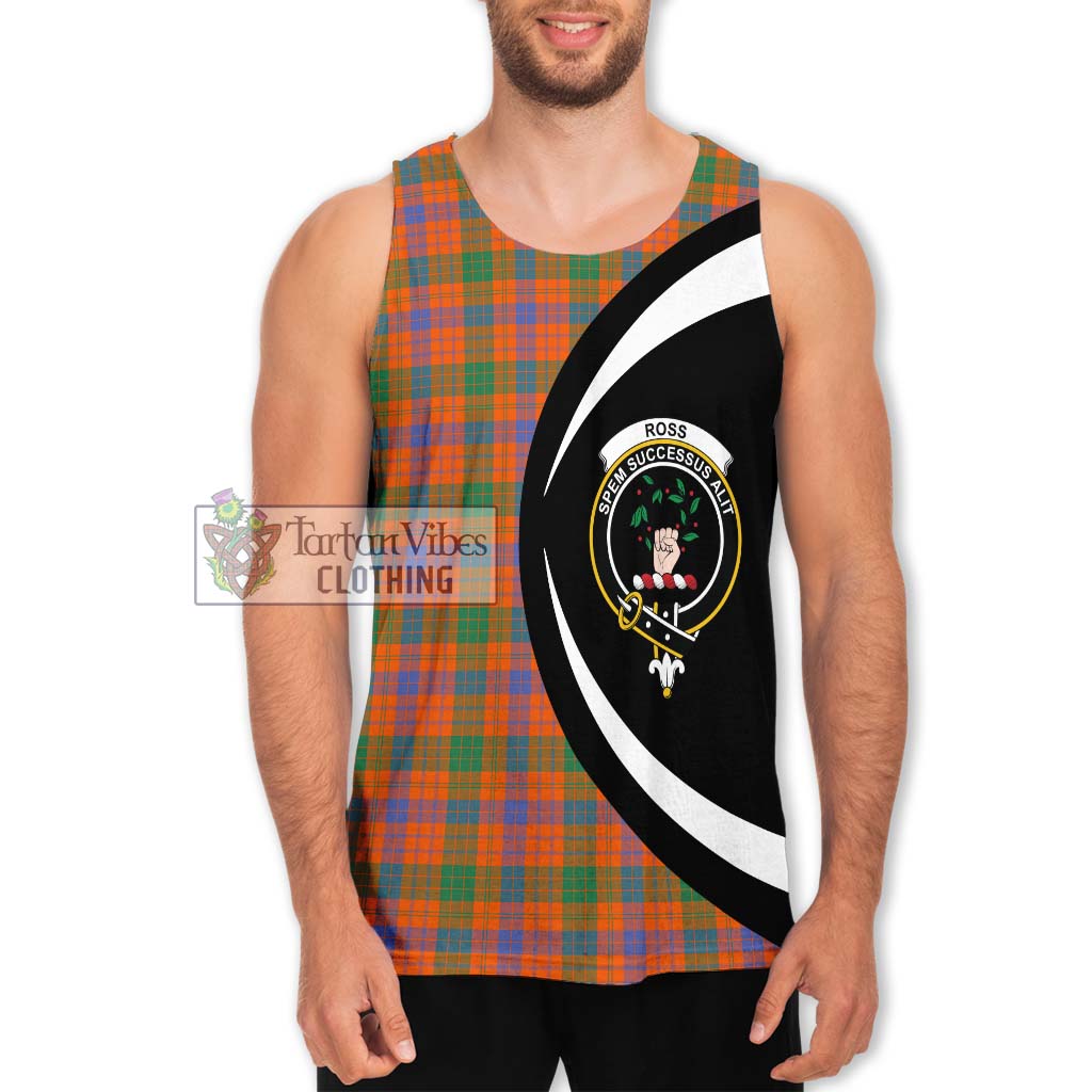 Ross Ancient Tartan Men's Tank Top with Family Crest Circle Style Men - Tartan Vibes Clothing