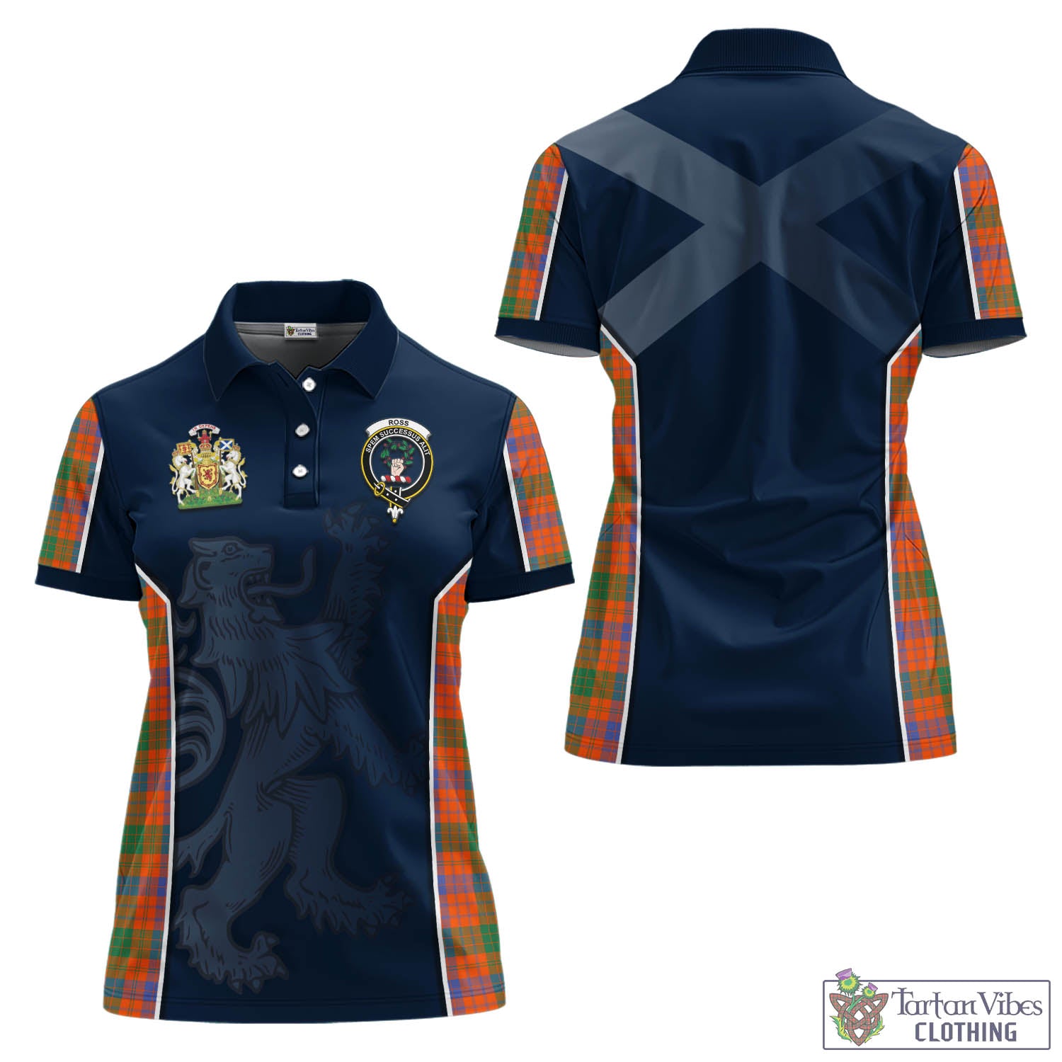 Ross Ancient Tartan Women's Polo Shirt with Family Crest and Lion Rampant Vibes Sport Style Women - Tartan Vibes Clothing