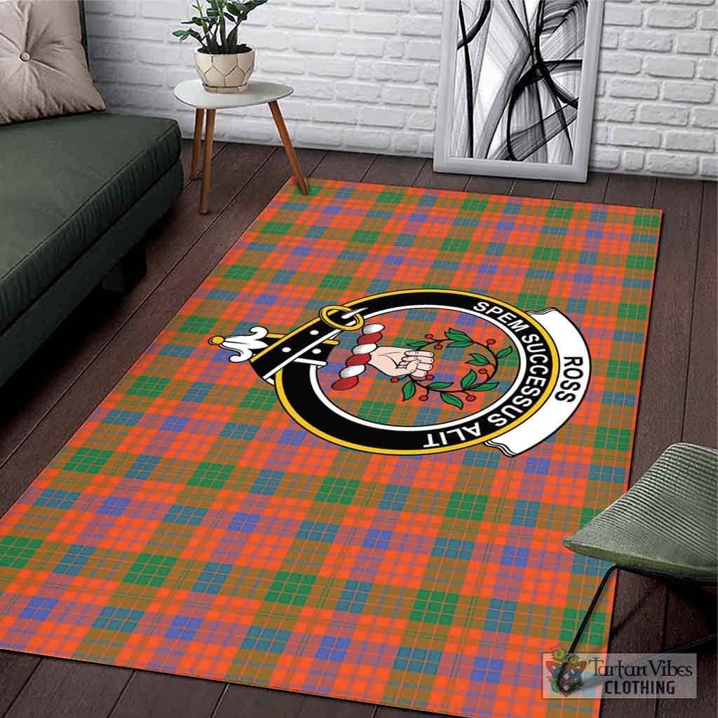 Tartan Vibes Clothing Ross Ancient Tartan Area Rug with Family Crest