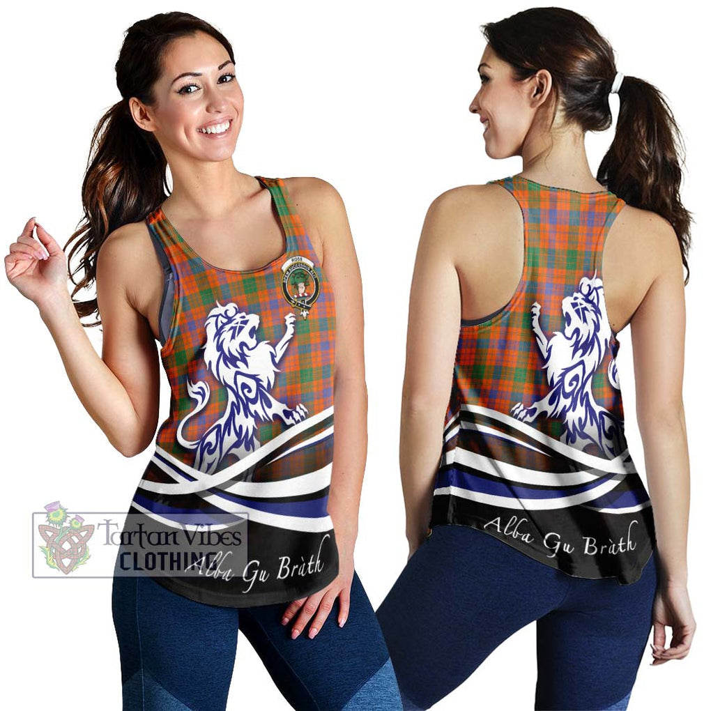 Ross Ancient Tartan Women's Racerback Tanks with Alba Gu Brath Regal Lion Emblem 4XL - Tartanvibesclothing Shop