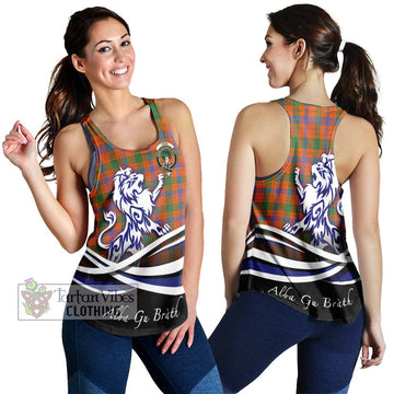 Ross Ancient Tartan Women's Racerback Tanks with Alba Gu Brath Regal Lion Emblem