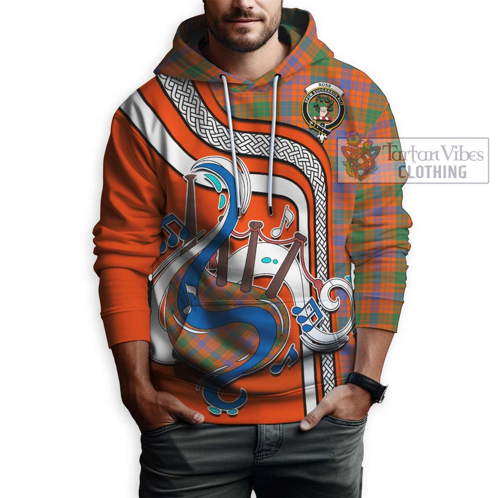 Ross Ancient Tartan Hoodie with Epic Bagpipe Style Zip Hoodie - Tartanvibesclothing Shop