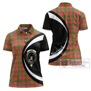 Ross Ancient Tartan Women's Polo Shirt with Family Crest Circle Style