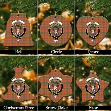 Ross Ancient Tartan Christmas Ceramic Ornaments with Family Crest