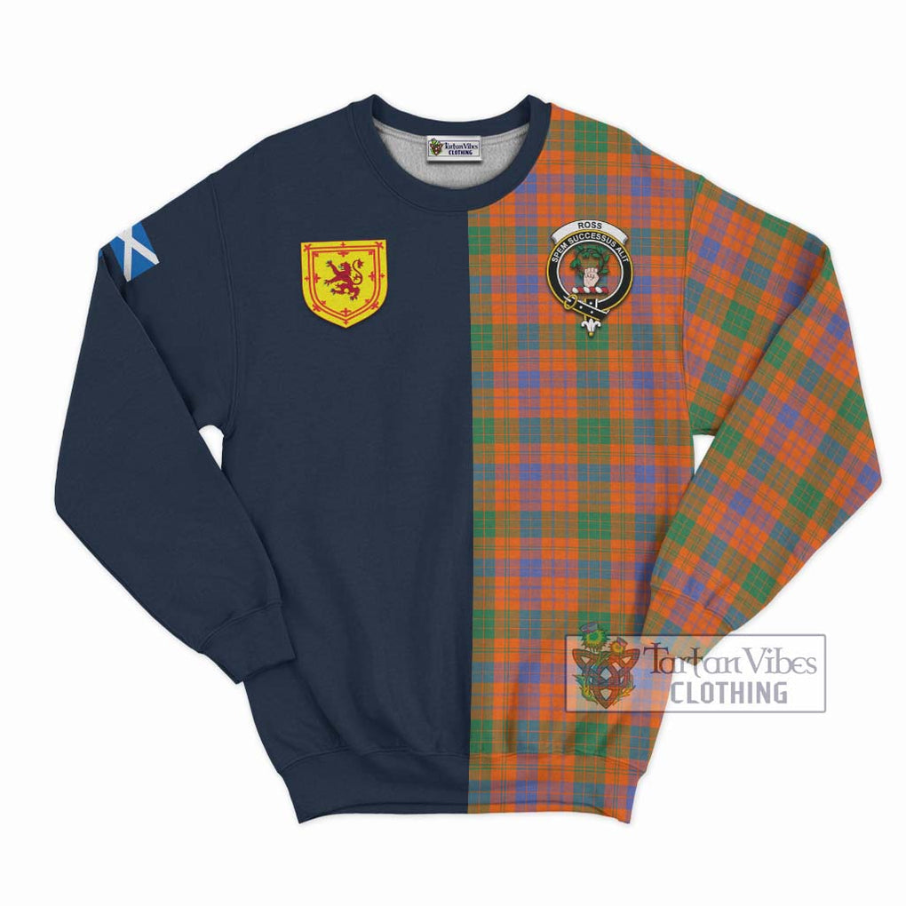 Tartan Vibes Clothing Ross Ancient Tartan Sweatshirt with Scottish Lion Royal Arm Half Style