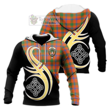 Ross Ancient Tartan Knitted Hoodie with Family Crest and Celtic Symbol Style