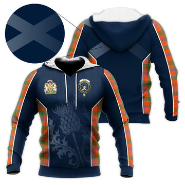 Ross Ancient Tartan Knitted Hoodie with Family Crest and Scottish Thistle Vibes Sport Style