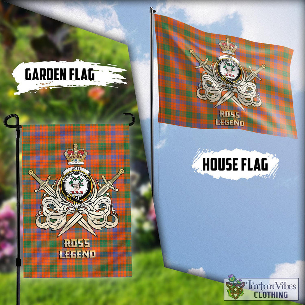 Tartan Vibes Clothing Ross Ancient Tartan Flag with Clan Crest and the Golden Sword of Courageous Legacy