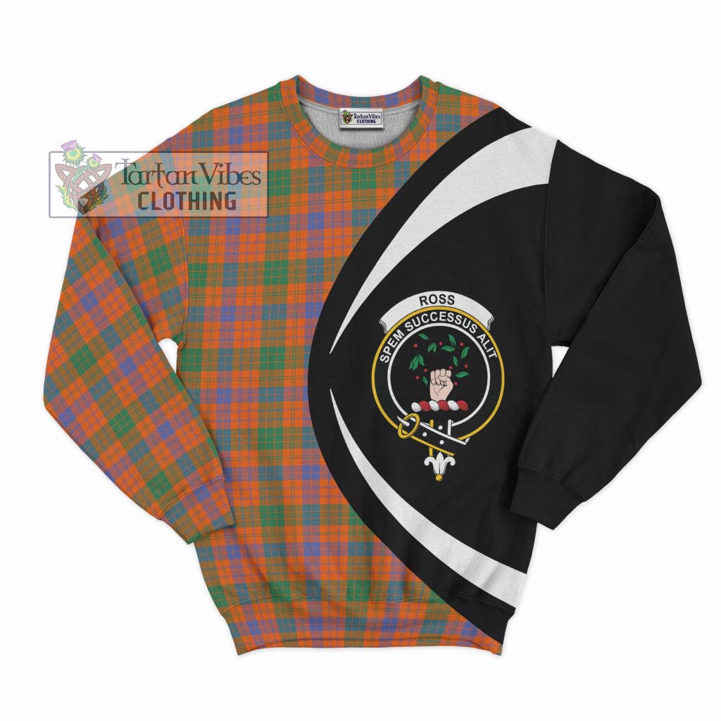 Ross Ancient Tartan Sweatshirt with Family Crest Circle Style Unisex - Tartan Vibes Clothing