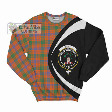 Ross Ancient Tartan Sweatshirt with Family Crest Circle Style