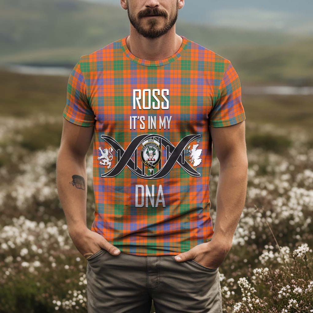 Ross Ancient Tartan T-Shirt with Family Crest DNA In Me Style Kid's Shirt - Tartan Vibes Clothing