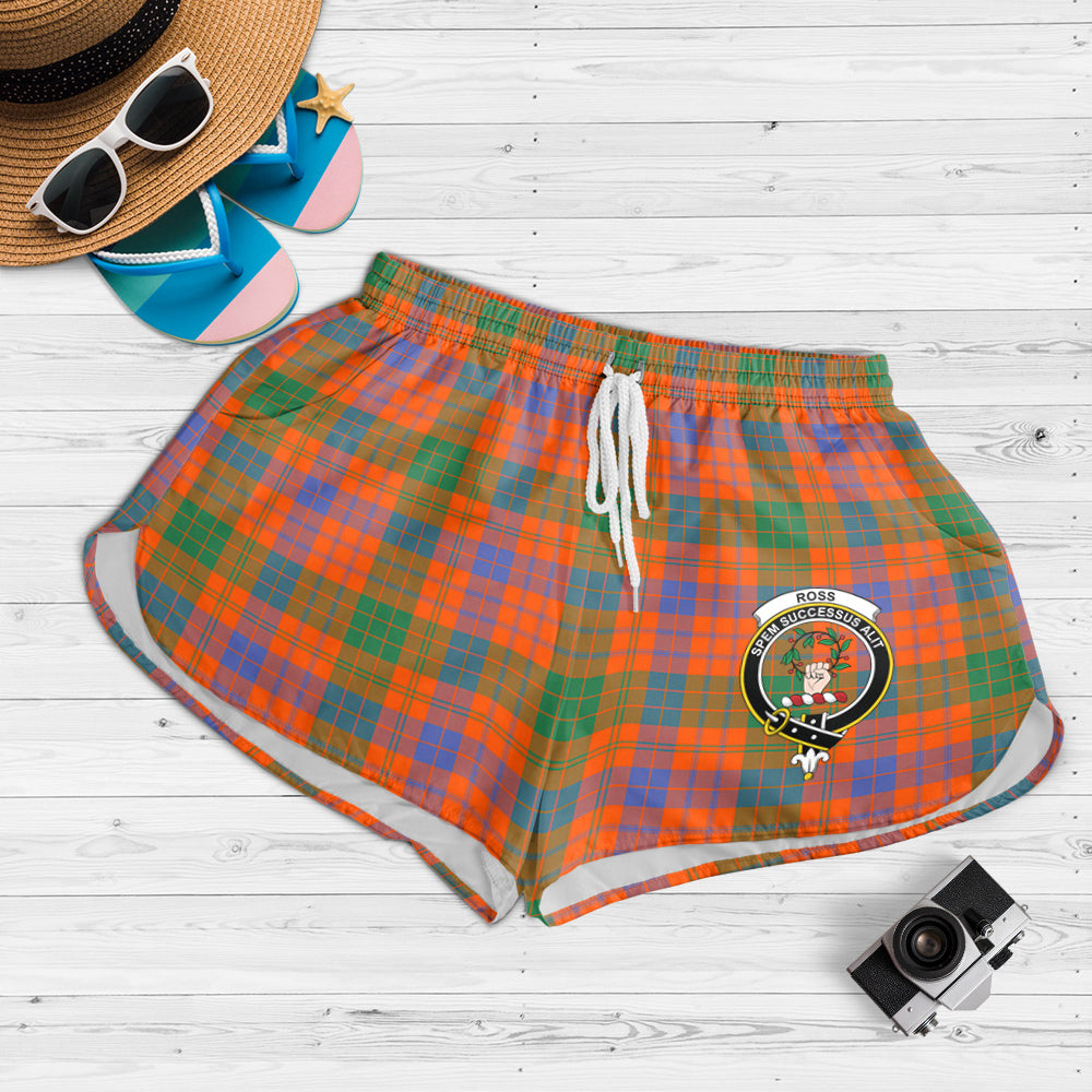 ross-ancient-tartan-womens-shorts-with-family-crest