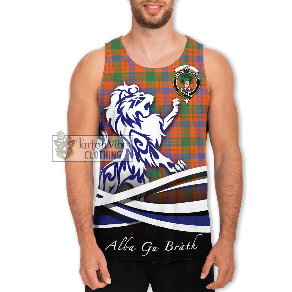 Ross Ancient Tartan Men's Tank Top with Alba Gu Brath Regal Lion Emblem Men - Tartanvibesclothing Shop