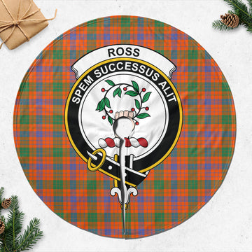 Ross Ancient Tartan Christmas Tree Skirt with Family Crest