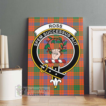 Ross Ancient Tartan Canvas Print Wall Art with Family Crest