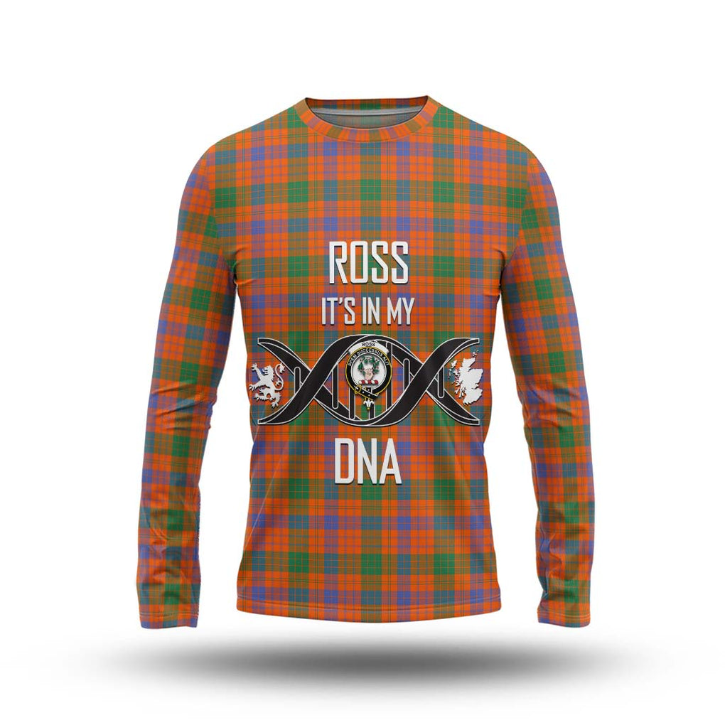 Ross Ancient Tartan Long Sleeve T-Shirt with Family Crest DNA In Me Style Unisex - Tartanvibesclothing Shop