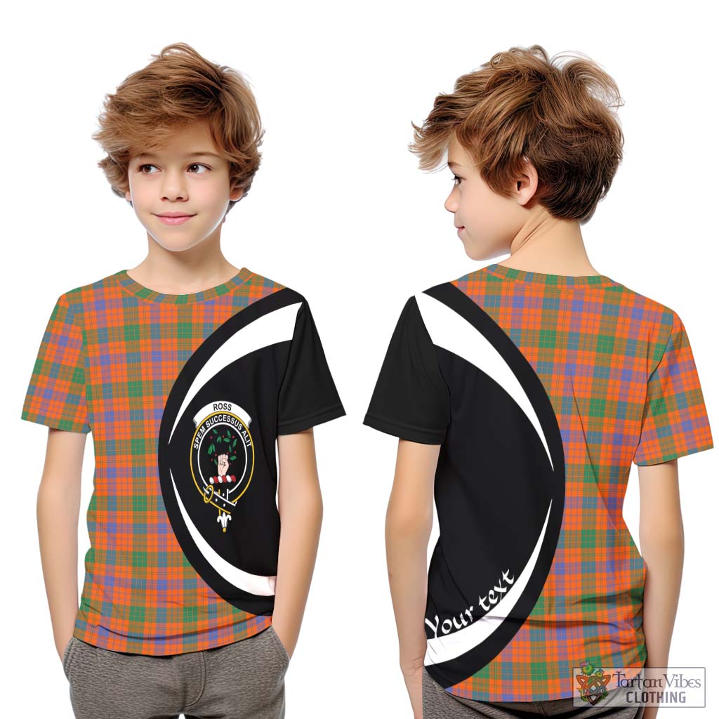 Tartan Vibes Clothing Ross Ancient Tartan Kid T-Shirt with Family Crest Circle Style