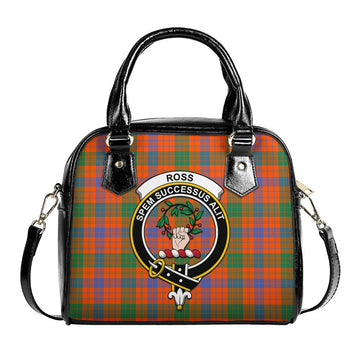 Ross Ancient Tartan Shoulder Handbags with Family Crest