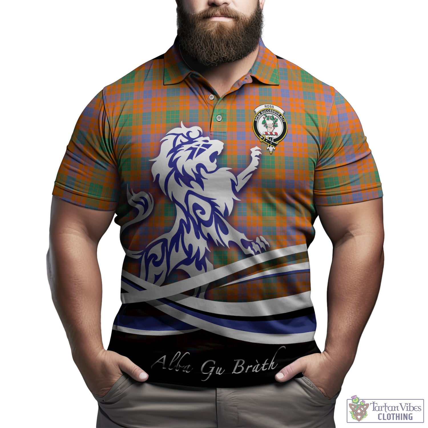 ross-ancient-tartan-polo-shirt-with-alba-gu-brath-regal-lion-emblem