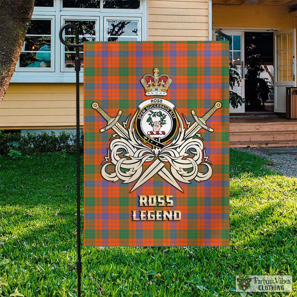 Tartan Vibes Clothing Ross Ancient Tartan Flag with Clan Crest and the Golden Sword of Courageous Legacy