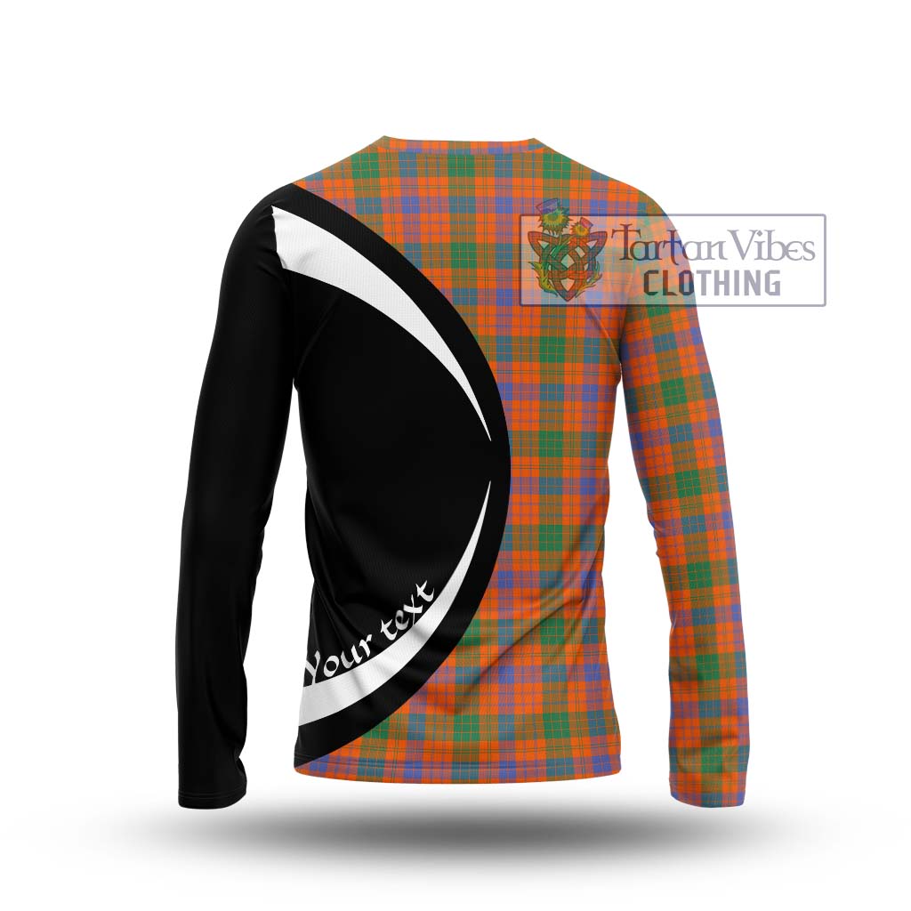 Ross Ancient Tartan Long Sleeve T-Shirt with Family Crest Circle Style - Tartan Vibes Clothing