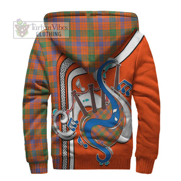 Ross Ancient Tartan Sherpa Hoodie with Epic Bagpipe Style